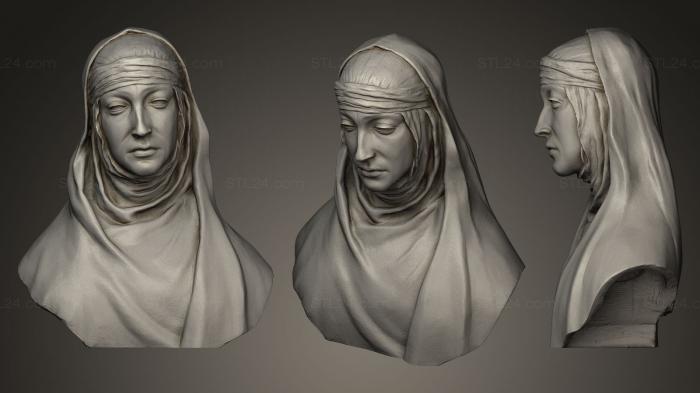 Бюсты и барельефы известных личностей (Религиозная женщина, BUSTC_0519) 3D модель для ЧПУ станка